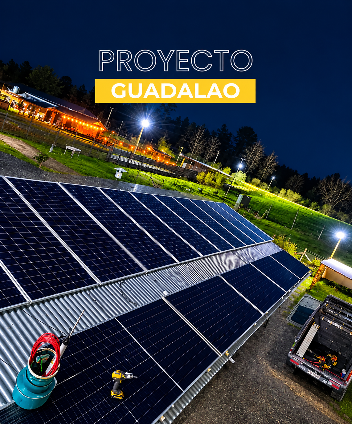 Instalación de paneles solares en Guadalao, comuna de La Estrella